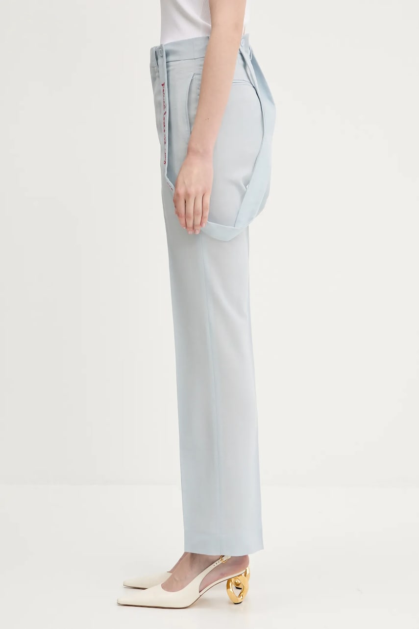 Панталони Fiorucci Fiorucci Embroidered Suspender High Waist Trousers Синьо | W02SPBPA183WO01BL02, 1