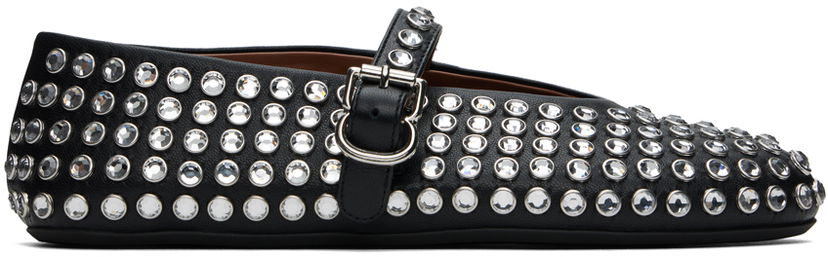 Облекло Alaïa ALAÏA Lambskin Ballerina Flats with Strass Черно | AA3A029CK116