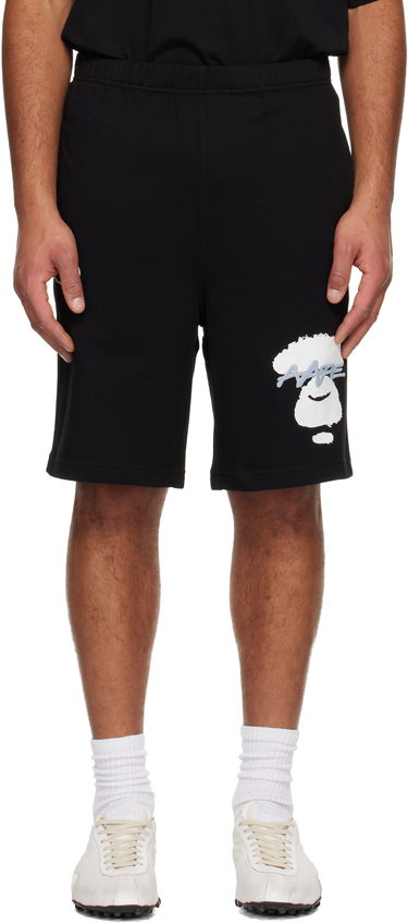 Къси панталони AAPE by A Bathing Ape Moonface Logo Sweat Shorts Черно | AAPSPMC604XXNBKX, 0