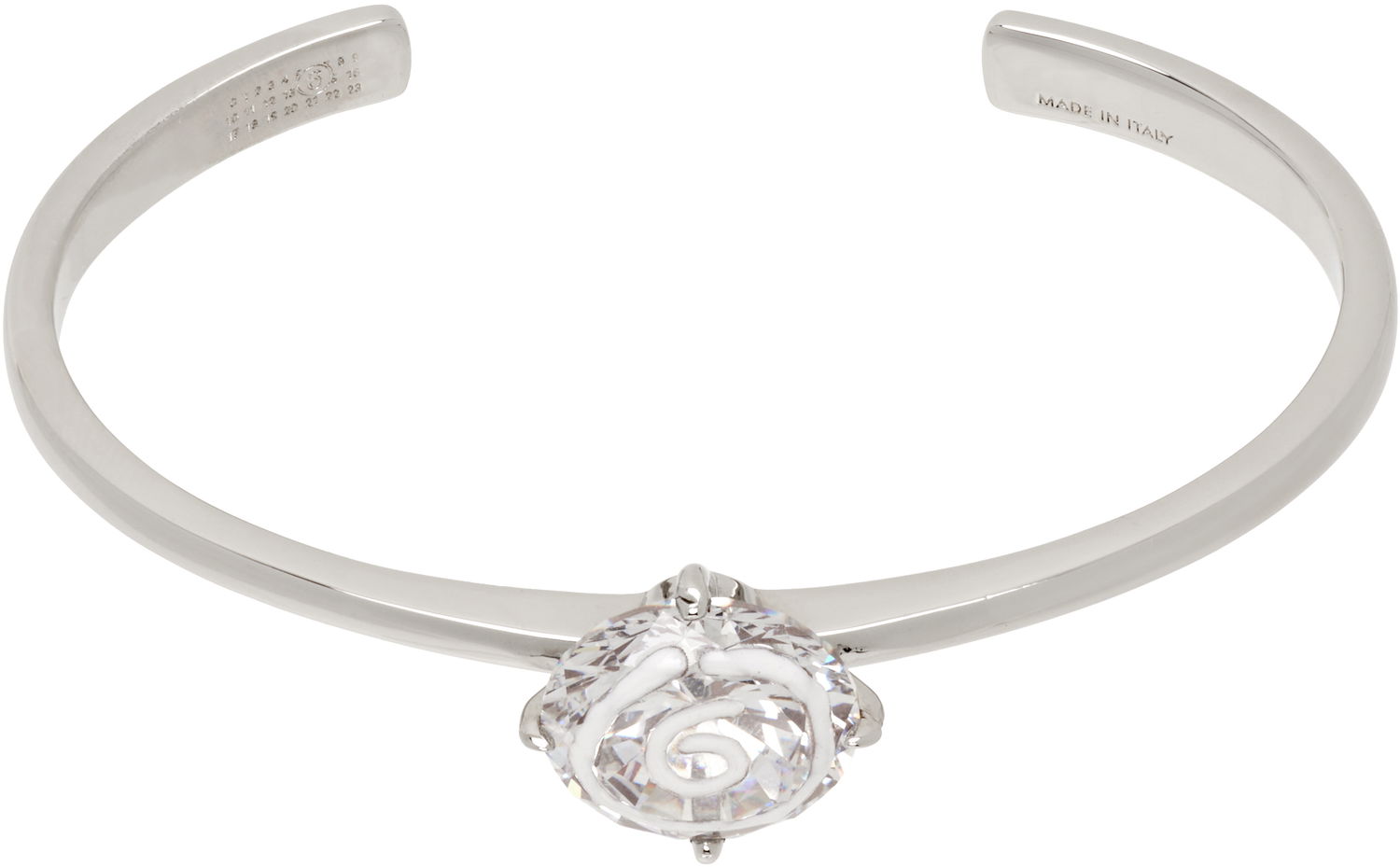 Гривна Maison Margiela MM6 Maison Margiela Silver & White Enamel Logo Cuff Bracelet Металик | SM6UY0101 P8372, 0