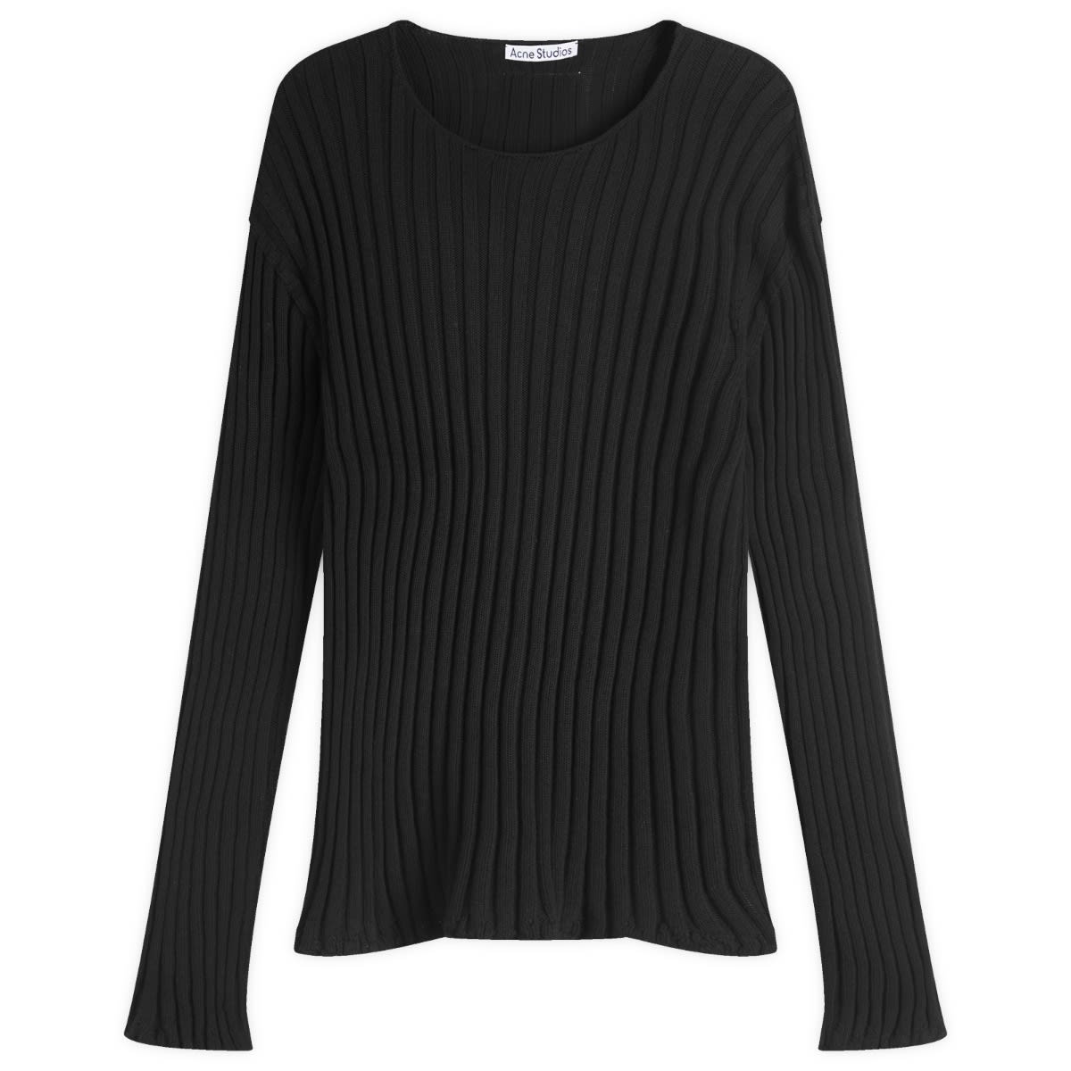 Суитчър Acne Studios Kartic Cotton Core Ribbed Crew Sweat Черно | C60098-Z32, 1