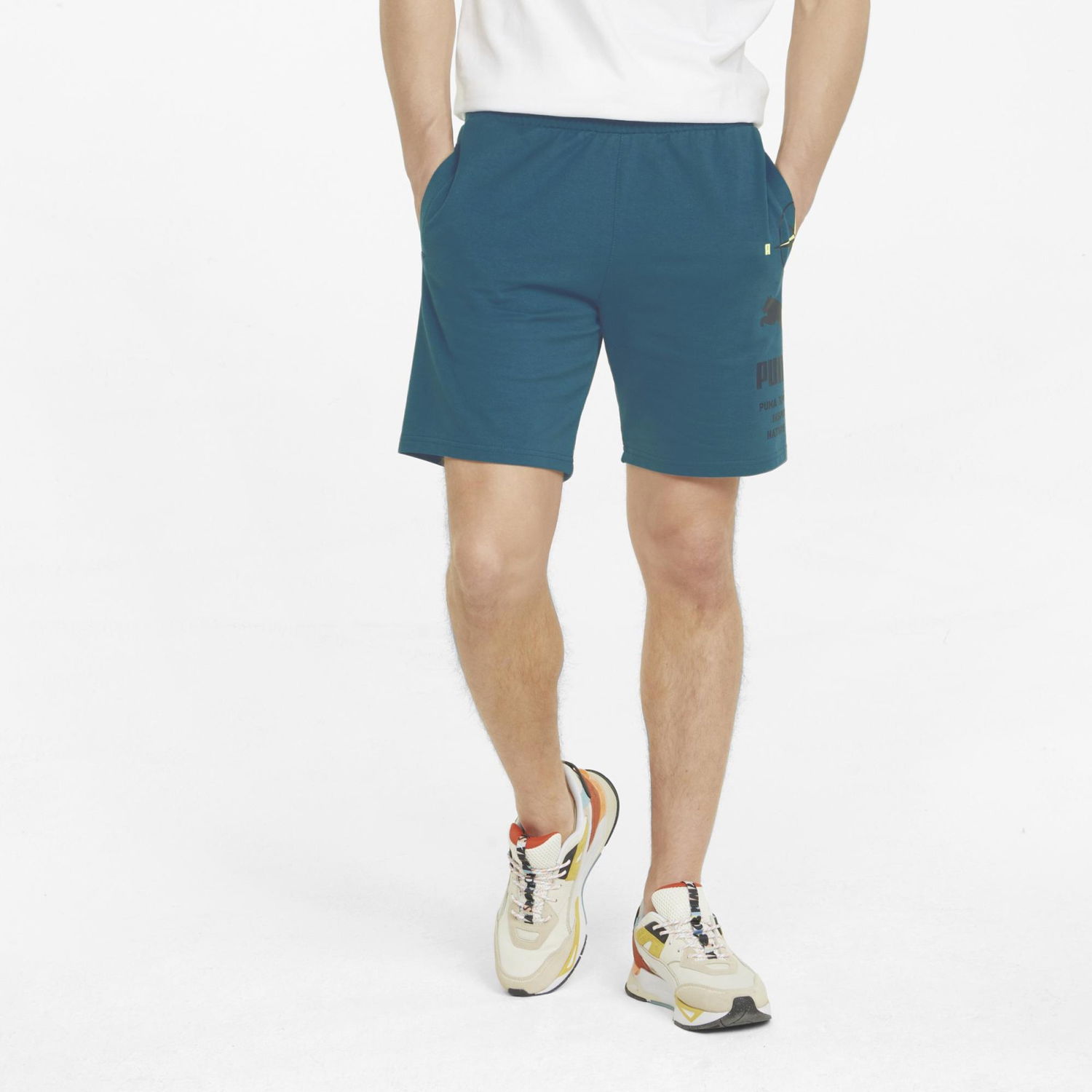 Къси панталони Puma Nature Camp Graphic Shorts Blue Coral Тюркоазено | 536819-44, 1