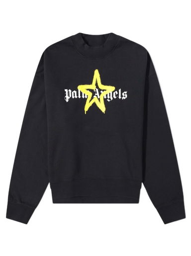 Пуловер Palm Angels Star Sprayed Logo Crewneck Черно | PMBA026C99FLE0081018