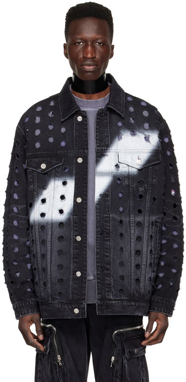 Яке We11done We11done Distressed Logo Denim Jacket Черно | WD-DJ1-22-355-U-WB, 0