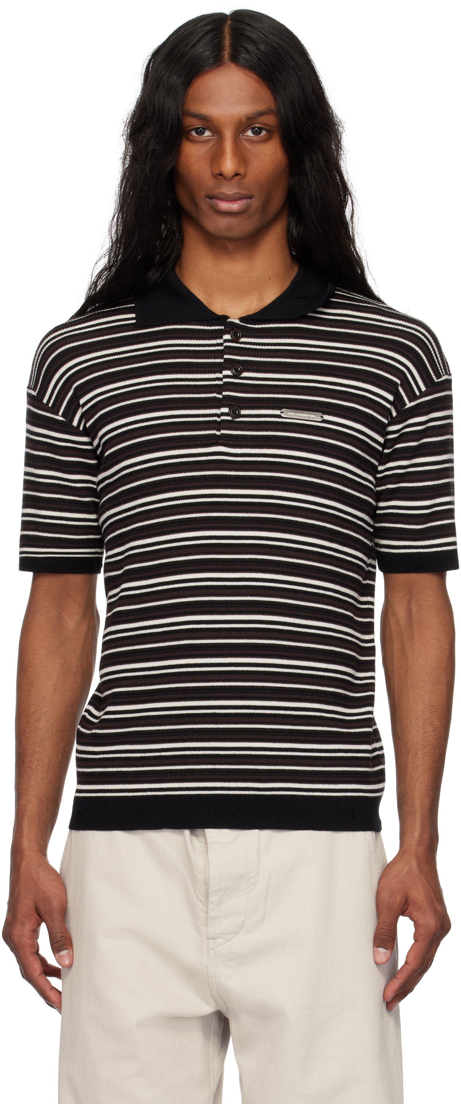 Поло тениска Andersson Bell Andersson Bell Striped Sweater Polo Черно | atb1286m, 0