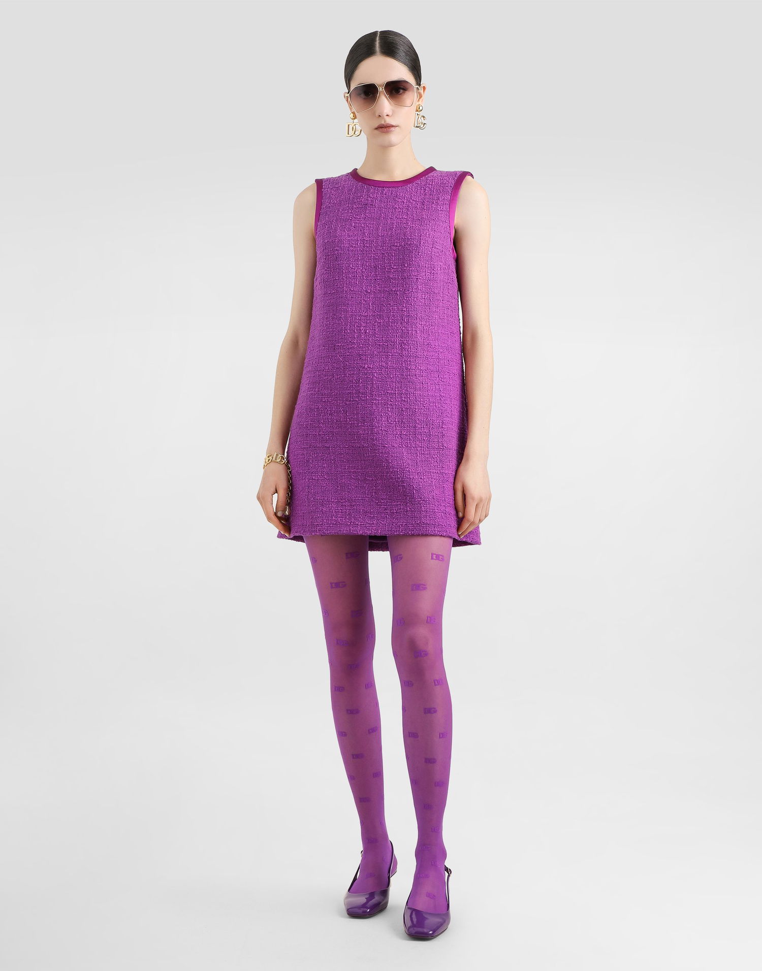 Pокля Dolce & Gabbana Dolce & Gabbana Rachel Tweed Sleeveless Mini Dress Лилаво | F6TLKTFMTACF0571, 1