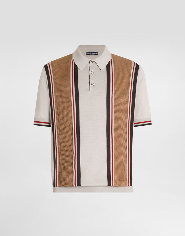 Dolce & Gabbana Striped Knit Polo Shirt