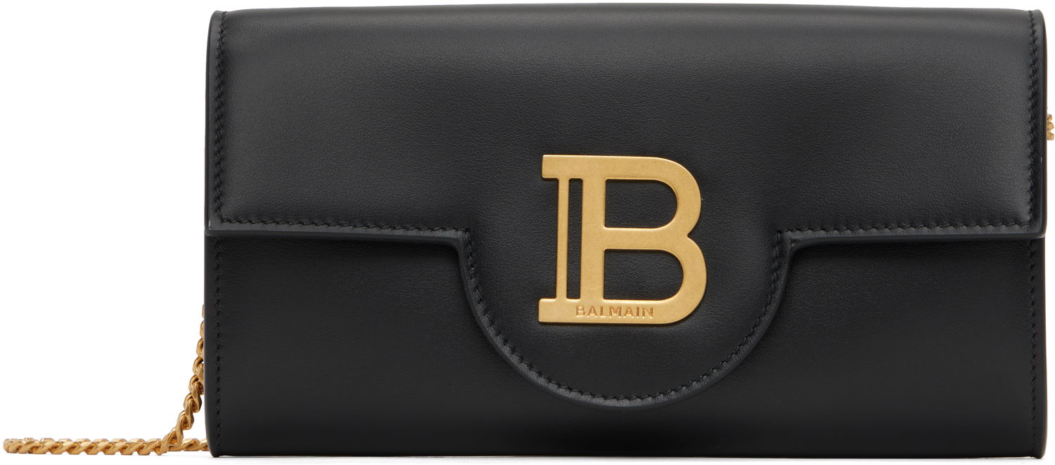 Портфейл Balmain Balmain B-Buzz Leather Wallet on Chain Черно | DN1ON197LAVE, 0