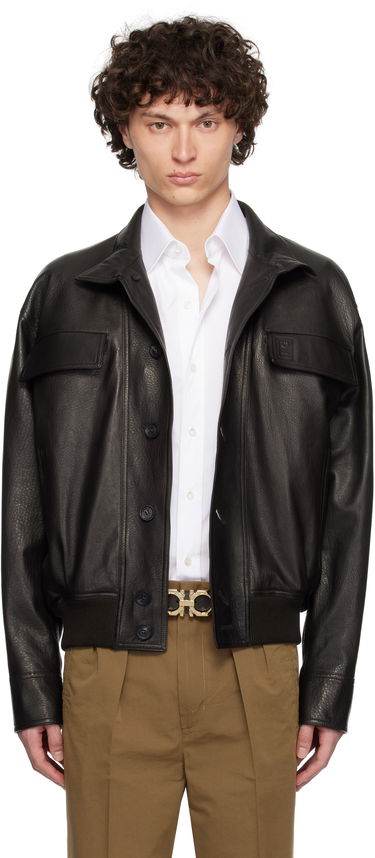 Яке FERRAGAMO Ferragamo Grainy Leather Jacket Черно | 783255, 0