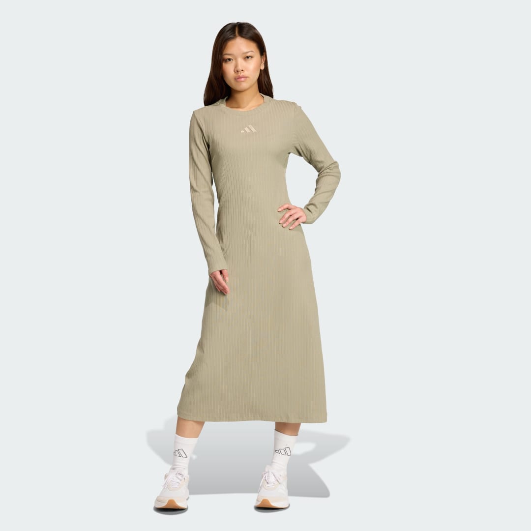 Pокля adidas Performance ALL SZN Ribbed Long Sleeve Dress Зелено | JW7431, 0