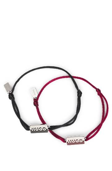 Гривна BOSS Two cord cuffs with rectangular metal plaques Многоцветен | 50549076, 1