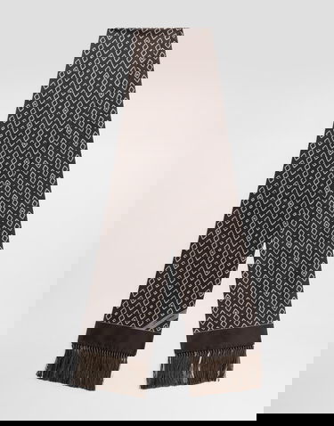 Шал Dolce & Gabbana Dolce & Gabbana Silk Twill Scarf with Micro-Logo Pattern and Tassels Кафяво | GQ209EG0WUHM3725, 0