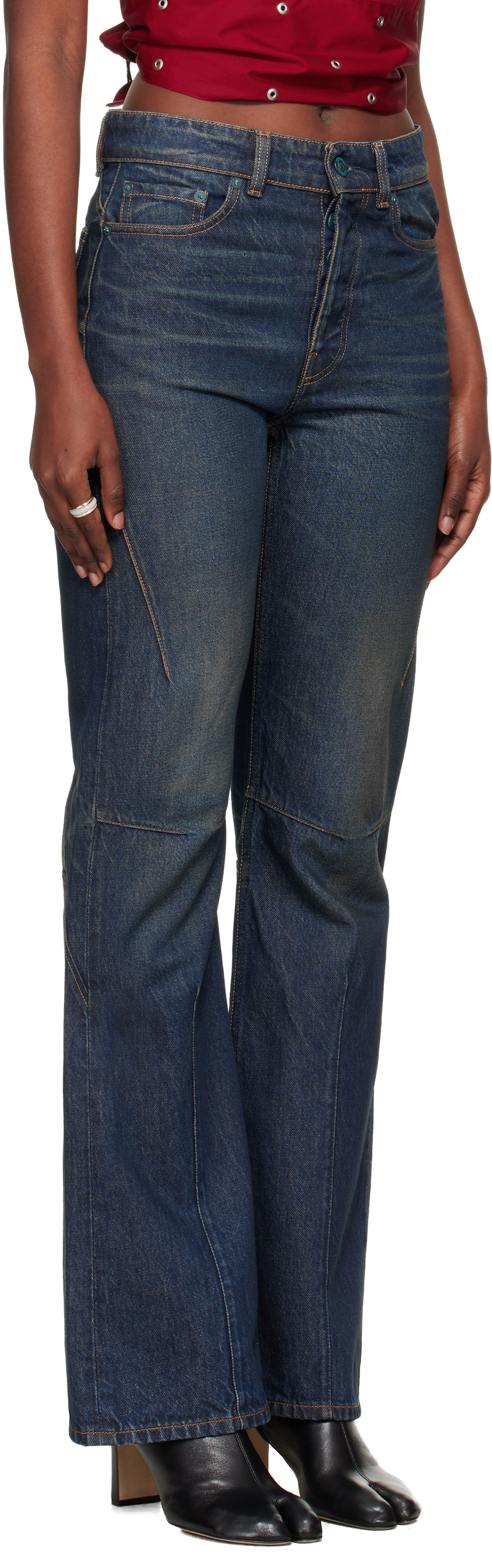 Дънки OUR LEGACY Moto Cut Flared Jeans Синьо | W4255MS, 1