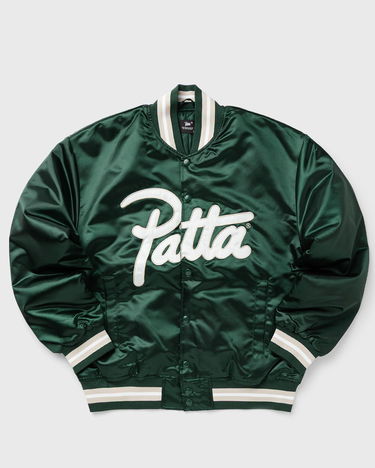 Яке бомбър Patta Satin Varsity Jacket with Script Logo Зелено | POC-AW25-5000-348-0016-201, 2