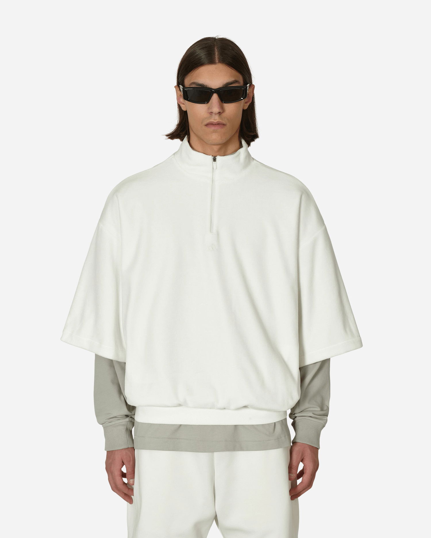 Суитчър adidas Originals Basketball Velour Half Zip Sweatshirt Бяло | IA1991 001, 0