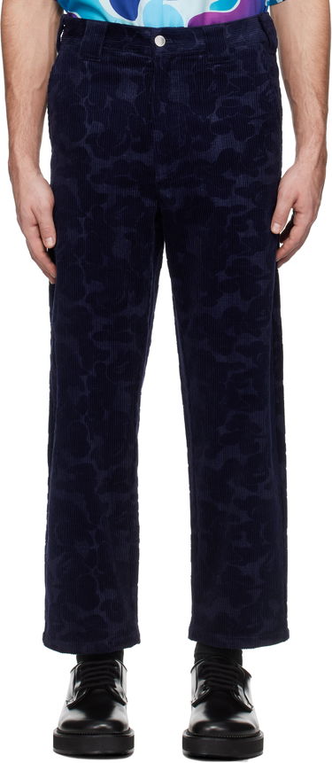 Панталони BAPE A Bathing Ape Solid Camo Debossed Corduroy Trousers Тъмно синьо | 001PTK801315M, 0