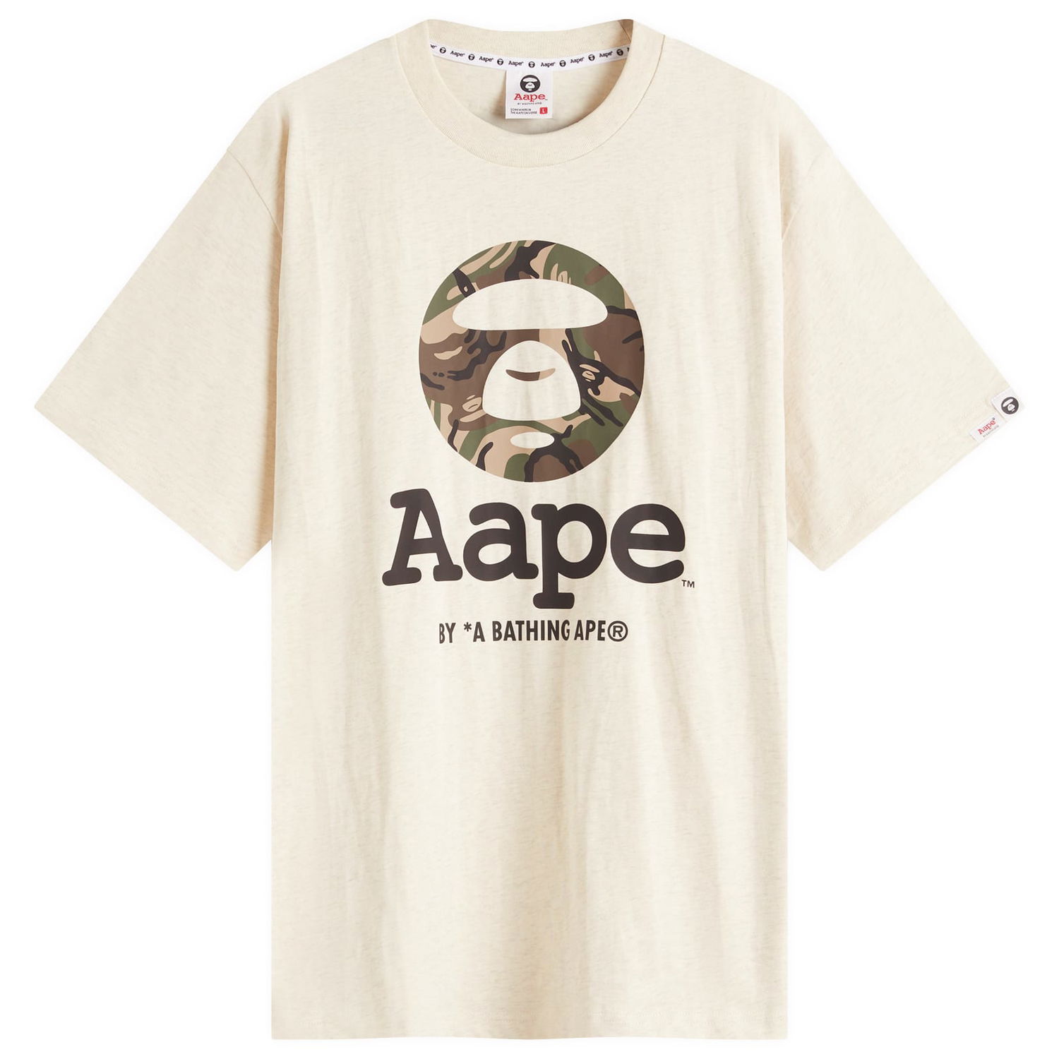 Тениска AAPE by A Bathing Ape AAPE OG Moonface GRZ Camo T-Shirt, Size Large Бежово | AAPTEM1640XA-BG2, 0