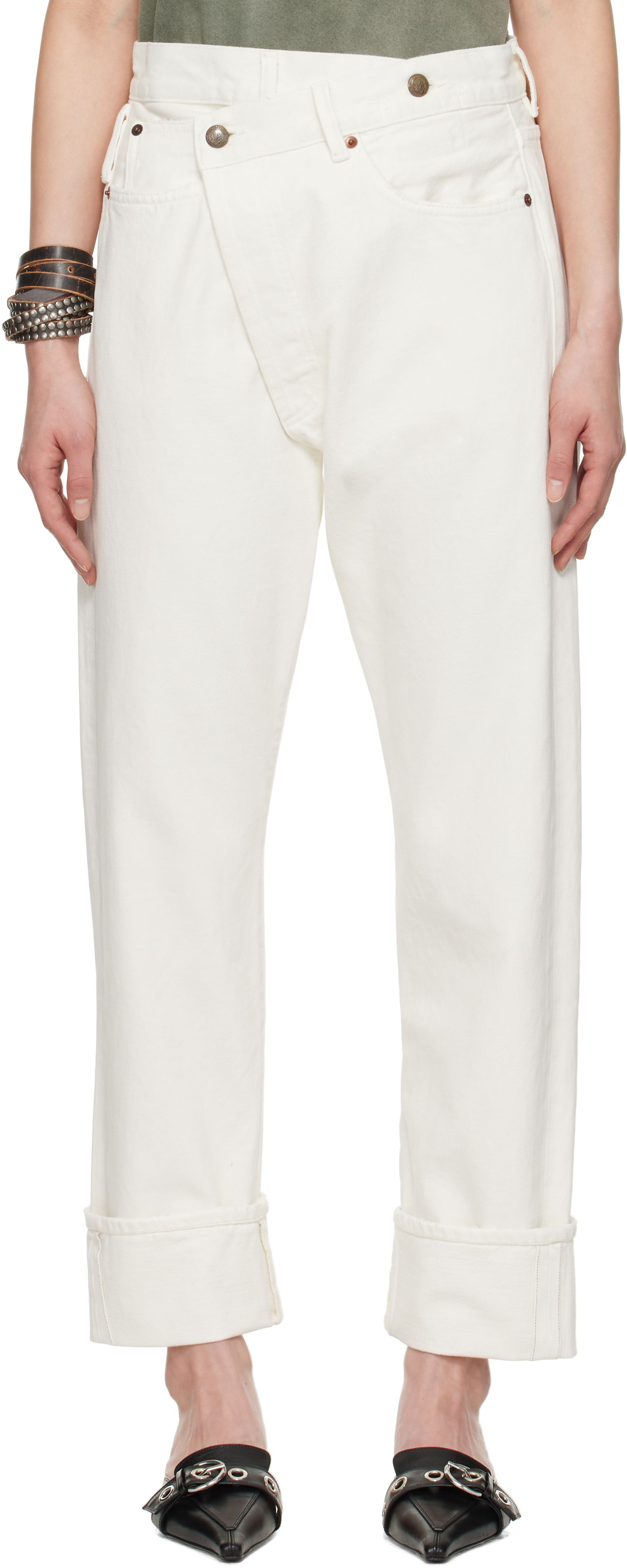 Дънки R13 R13 Cuffed Crossover Jeans Бяло | R13W2048-D314A, 0