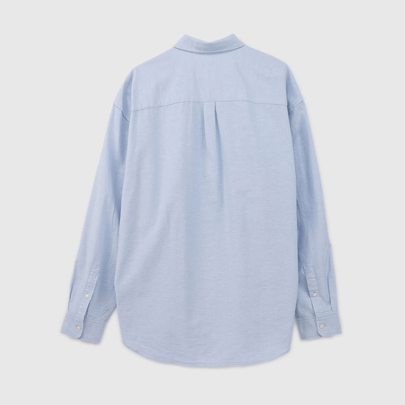 Риза GAP Longsleeve Standard-Fit Oxford Logo Shirt Light Blue Синьо | 887258-00