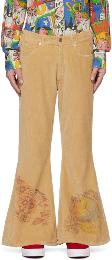 Дънки ERL Flared Printed Trousers Бежово | ERL06P005, 0