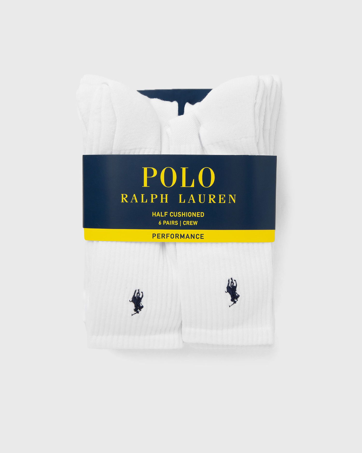 Чорапи Polo by Ralph Lauren 6-Pack Half Cushioned Performance Crew Socks Бяло | 449943676001, 0