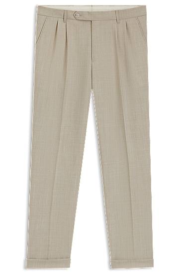 Панталони BOSS Men's Tapered Fit Micro-Patterned Virgin Wool Trousers Бежово | 50545822, 0