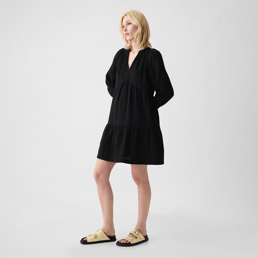 Pокля GAP Dresses Longsleeve Gauze Mini Dress Black Черно | 429447-03