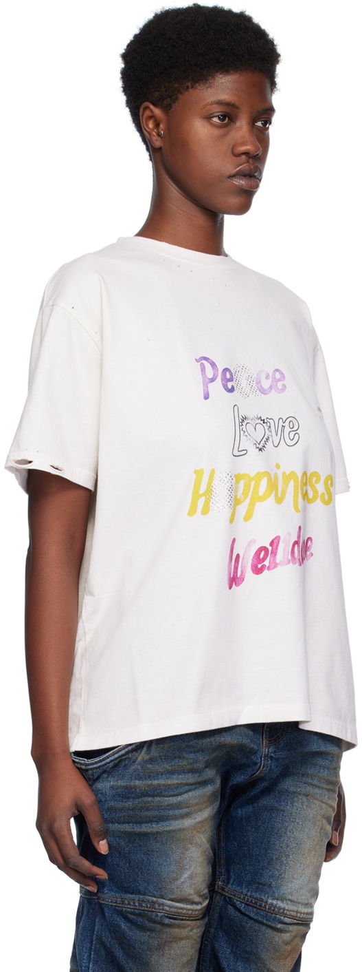 Тениска We11done We11done Lettering Distressed T-Shirt Бяло | WD-TT0-24-705-U-WH, 1