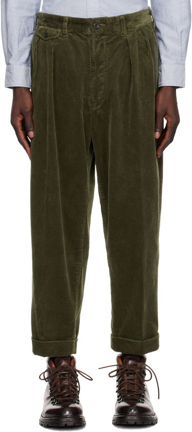 Панталони BEAMS BEAMS PLUS 2 Pleats Corduroy Trousers Зелено | 38230099874, 0