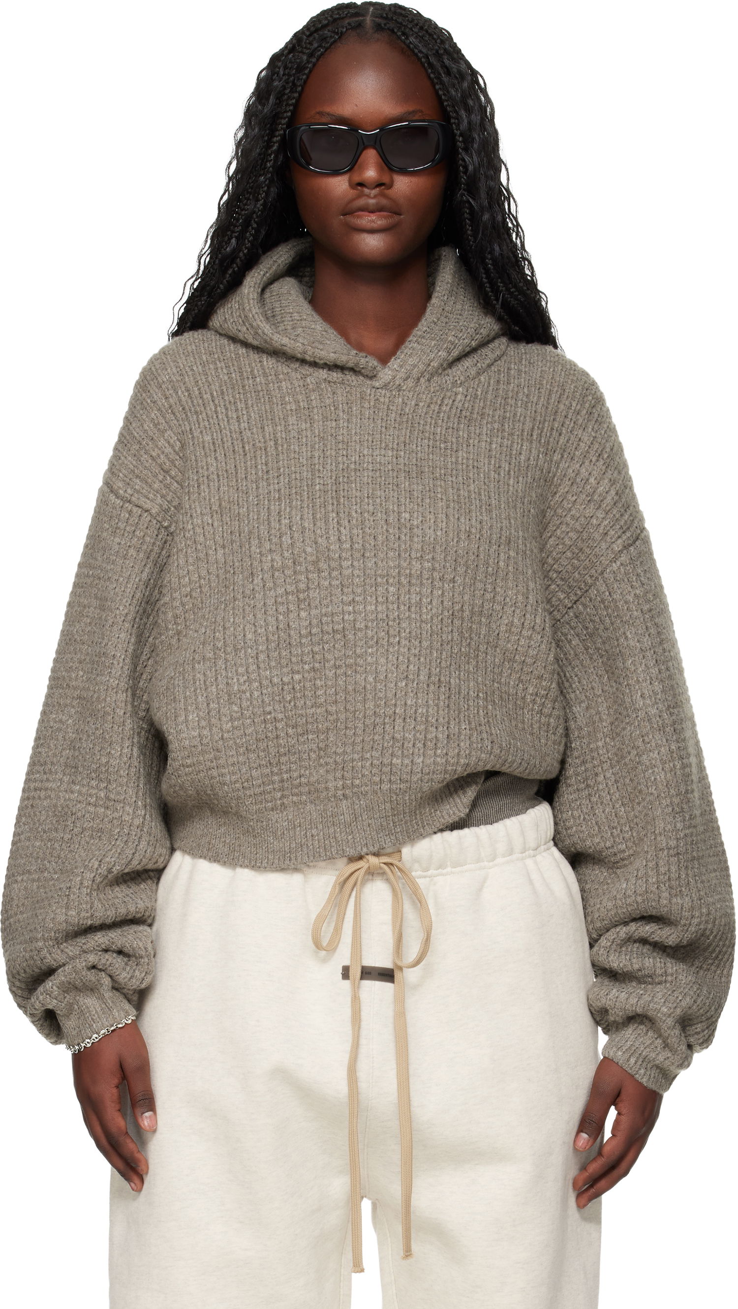 Суитчър Fear of God ESSENTIALS Holiday Heavy Waffle 90s Hoodie Сиво | 192HO255012FW, 0