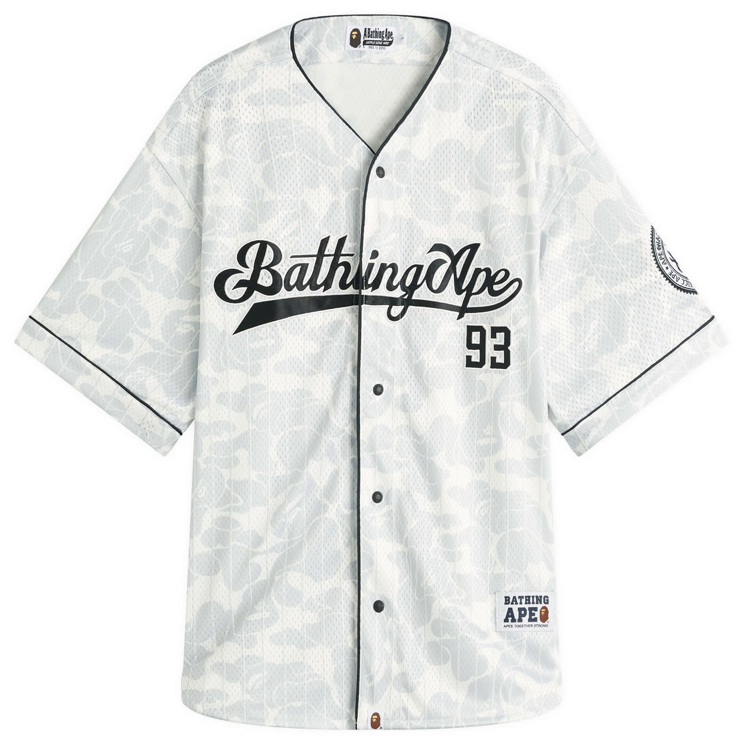 Фланелка BAPE Bathing Ape Camo Baseball Jersey Бяло | 001SRL301003M-GRY, 1