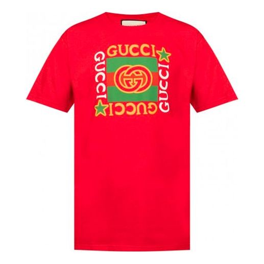 Тениска Gucci Retro Logo Short Sleeve T-Shirt Червено | 539081-XJBYA-6057