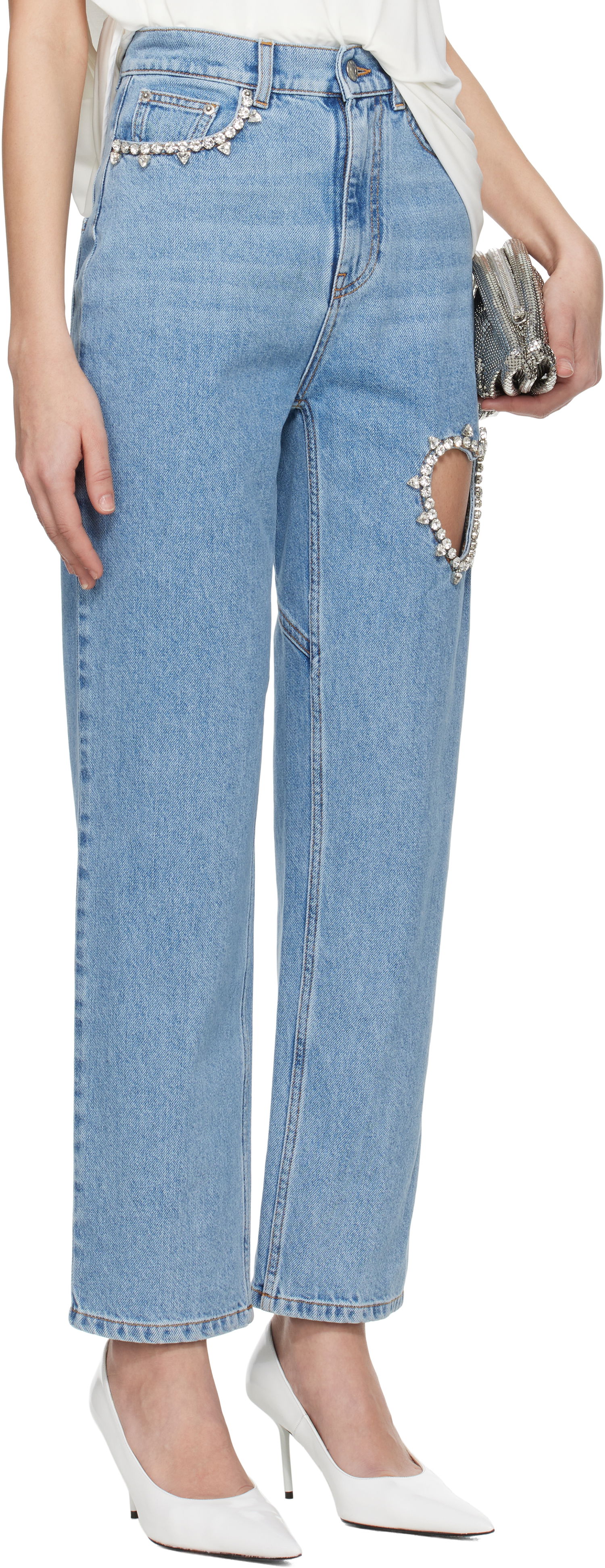 Дънки Area AREA Crystal Heart Cutout Jeans Синьо | 0000PA0069DE01, 1