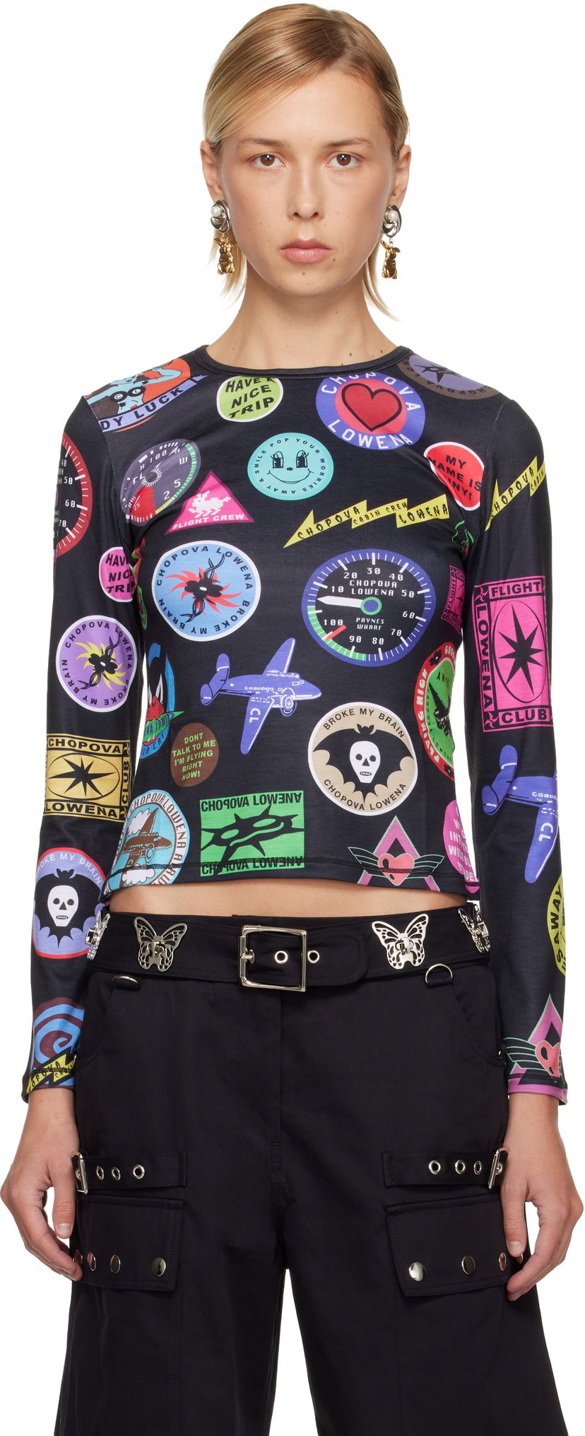 Тениска Chopova Lowena Chopova Lowena Patch Print Fitted Jersey T-shirt Многоцветен | 2412