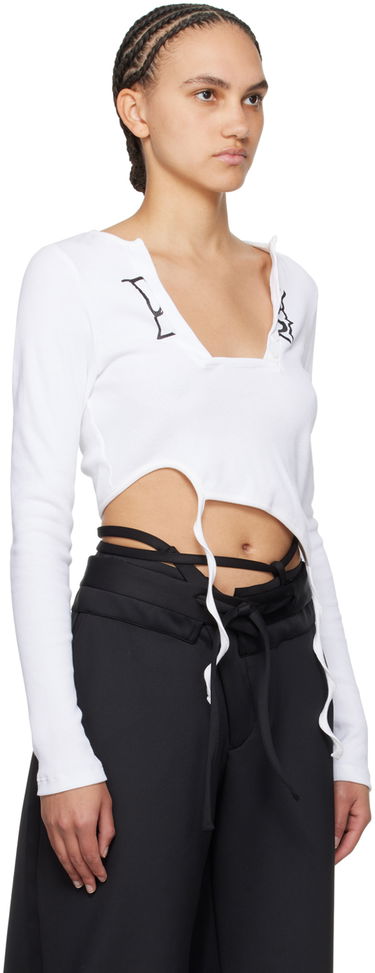 Тениска Ottolinger Ottolinger Asymmetric Long Sleeve T-Shirt Бяло | 408101, 1