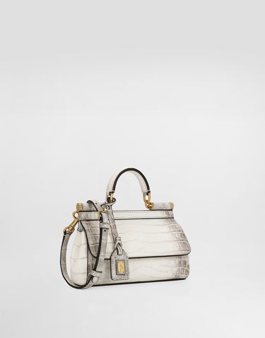 Дамска чанта Dolce & Gabbana Dolce & Gabbana Elongated Sicily Handbag Himalayan Crocodile Leather Бяло | BB7116B2EM180001, 1