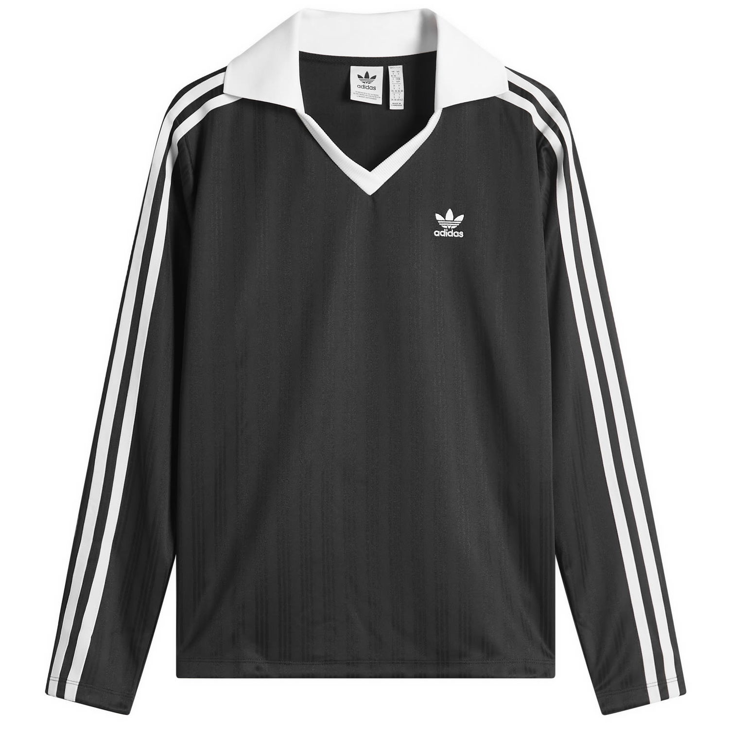 Поло тениска adidas Originals Women's Long Sleeve V-Neck T-Shirt Черно | JD2603, 1