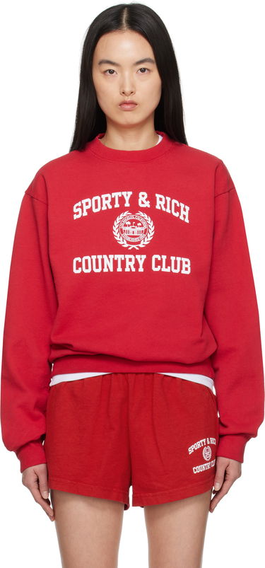 Пуловер Sporty & Rich Sporty & Rich Varsity Crest Crewneck Sweatshirt Червено | ST071606218RE15, 0