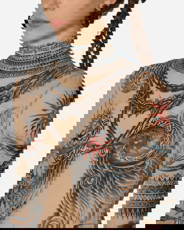 Тениска Jean Paul Gaultier Tattoo Print Mesh Top Бежово | 2315-F-TO111-J528-635030 6, 5