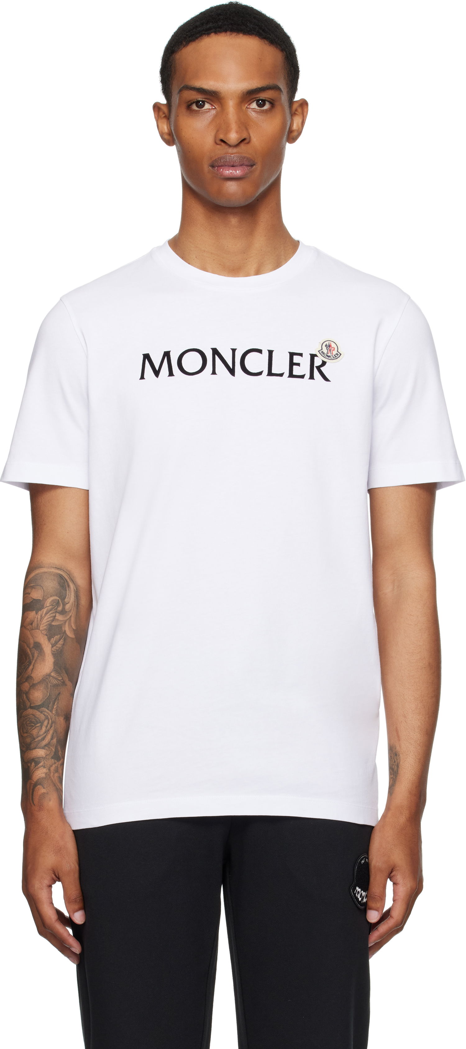 Тениска Moncler Moncler Flocked Logo Cotton T-Shirt Бяло | K20918C000368390T, 0