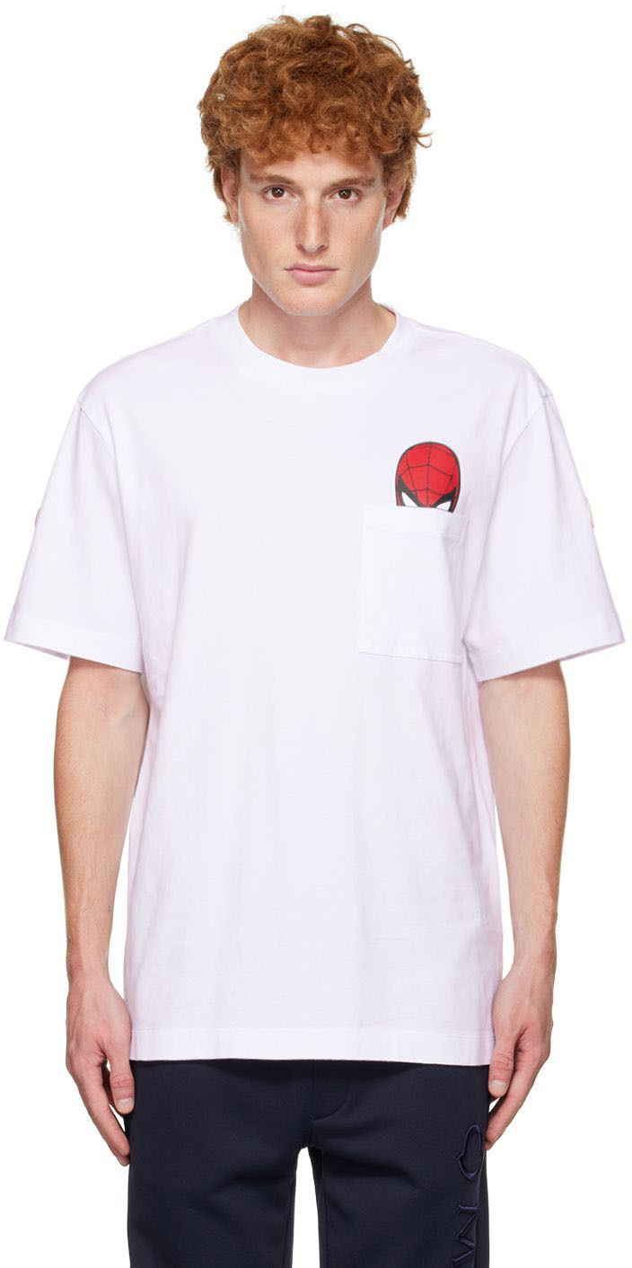 Тениска Moncler Spider-Man Motif T-Shirt Бяло | H20918C000058390T, 0