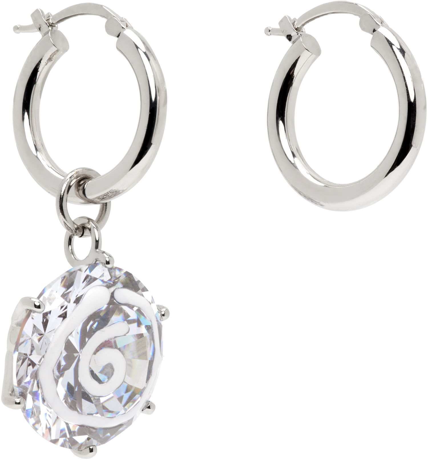 Обеци Maison Margiela MM6 Maison Margiela Silver Crystal Spiral Drop Earrings Металик | SM7VG0087 P8372, 1