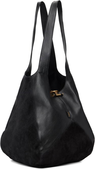 Голяма пазарска чанта CHLOÉ 'Chloé' Leather and Suede Balloon Tote with Gold-Tone Clasp Черно | CH25WS642Q51, 1