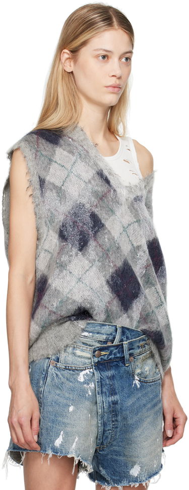 Пуловер R13 R13 Oversized Argyle Vest Сиво | R13WY244-Y058B, 1