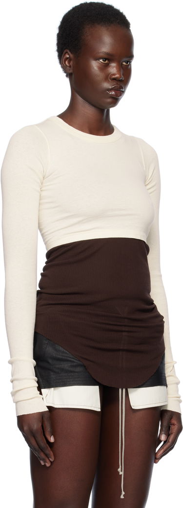 Съкратен топ Rick Owens Rick Owens Hollywood Classic Crop T-Shirt Бежово | RP01E7220 JNC, 1