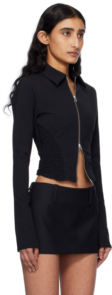 Яке GUIZIO Guizio Apolline Smocked Cropped Jacket Черно | S25707W015, 1