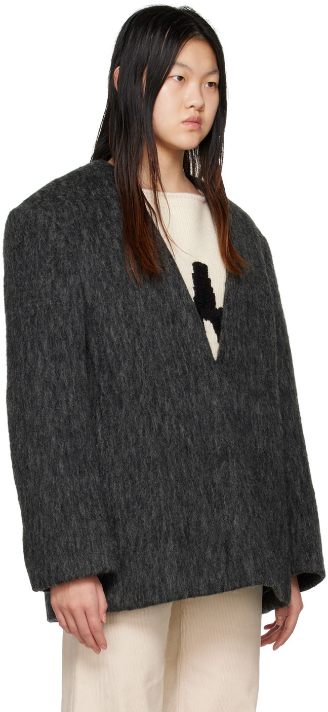 Яке We11done We11done Y-Neck Fuzzy Jacket Сиво | WD-JK3-22-020-W-DG, 1