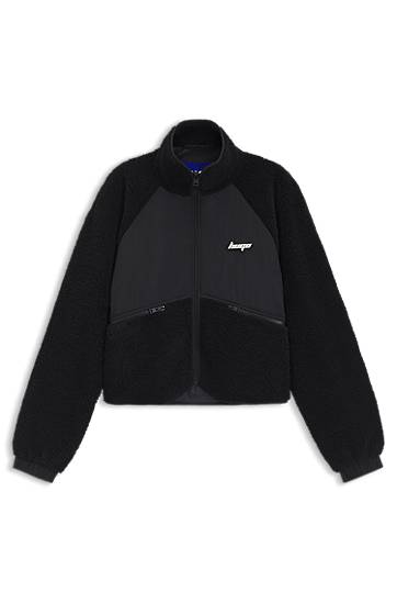 Яке BOSS Contrast-Panel Teddy Jacket Черно | 50545637