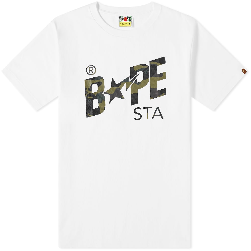 Тениска BAPE A Bathing Ape 1st Camo STA Logo Tee Бяло | 001TEI801011M-WGR, 0