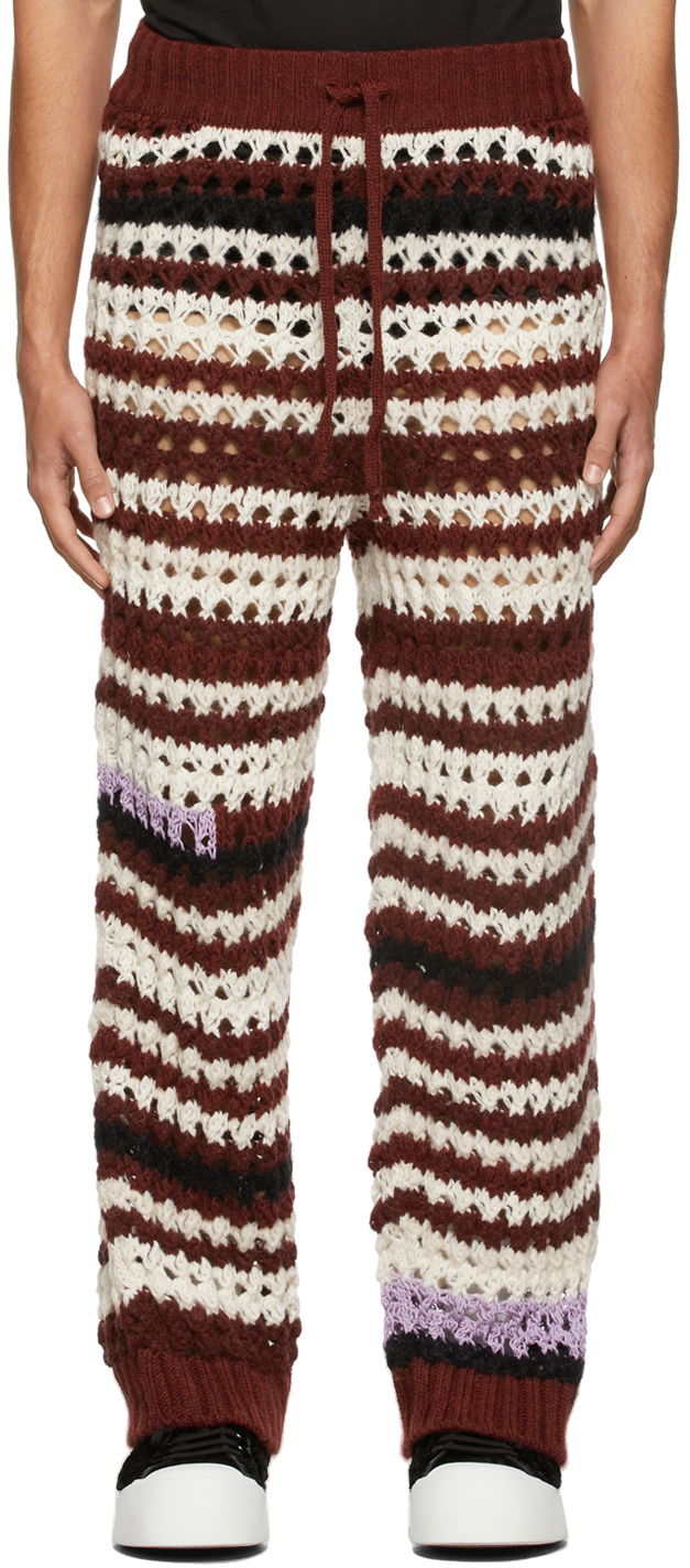 Панталони Marni Marni Crochet Striped Lounge Pants Кафяво | PUMG0009H0 UFW025, 0